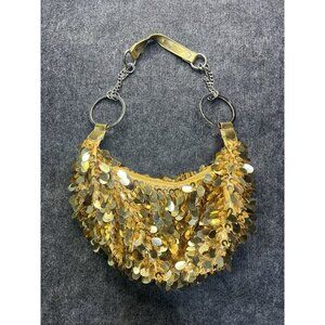 90s Y2K Gold Sequin Hobo Shoulder Bag Nostalgic Vintage Cosplay Costume